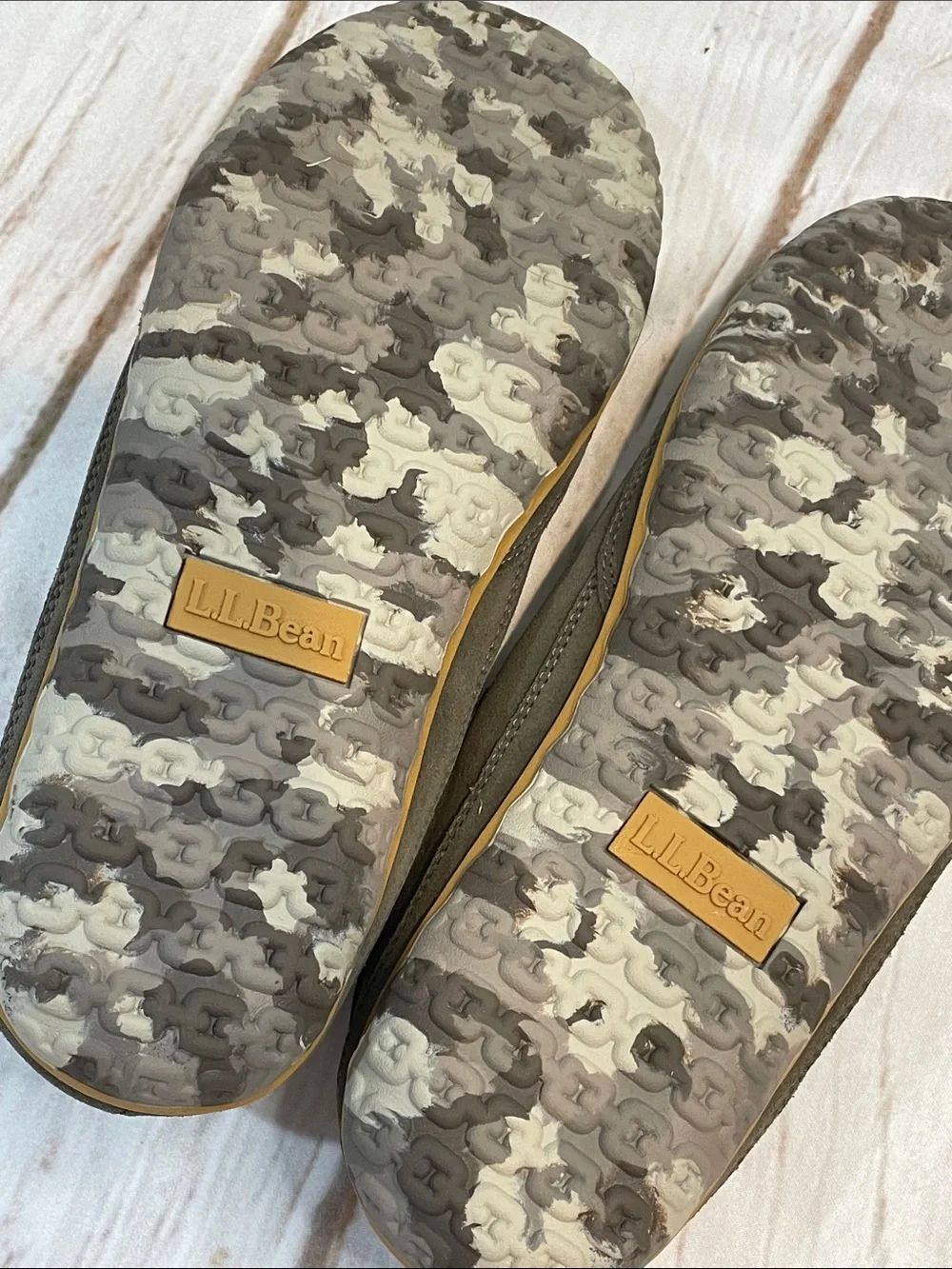 L.L. Bean Mens 10 Suede Slippers Grey Shearling Slip-On Loafers Low Back Cozy